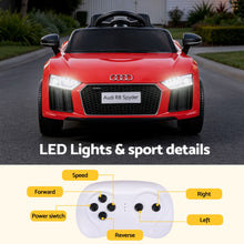 Load image into Gallery viewer, Ride On Car Licensed Audi R8 12V Electric Car for Kids Battery Red
