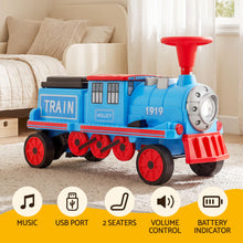 Load image into Gallery viewer, Rigo Kids Ride on Car Train 12V Electric Toy 2 Seaters Storage 87cm Blue
