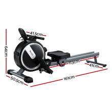 Load image into Gallery viewer, Everfit 16 Level Magnetic Rowing Machine for Home with App Connect Black
