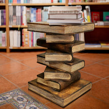 Load image into Gallery viewer, Side Table, corner Stool, Plant Stand Raintree Wood Natural Finish-Book Stack
