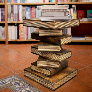 Book Stack Side Table, corner Stool, Plant Stand Raintree Wood Natural Finish.