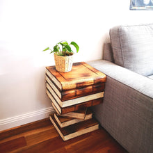 Load image into Gallery viewer, Book Stack Side Table, corner Stool, Plant Stand Raintree Wood- storage facility
