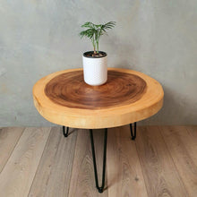 Load image into Gallery viewer, Round Raintree Wood Live Edge Coffee Table
