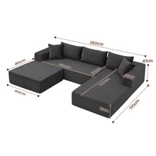 Load image into Gallery viewer, Artiss Modular Sectional Sofa Bed U-Shape 4-Seater Couch Chaise Ottoman Corduroy
