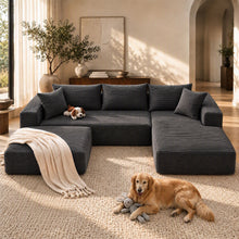 Load image into Gallery viewer, Artiss Modular Sectional Sofa Bed U-Shape 4-Seater Couch Chaise Ottoman Corduroy
