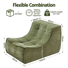 Load image into Gallery viewer, Artiss Sofa &amp; Coffee Table Set Armless Chenille No Assembly Green White &amp; Black
