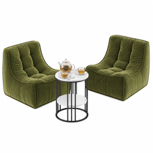 Load image into Gallery viewer, Artiss Sofa &amp; Coffee Table Set Armless Chenille No Assembly Green White &amp; Black
