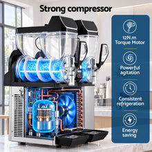 Load image into Gallery viewer, Devanti Commercial Slushie Machine 15L x2 Frozen Drink Maker Dual Tank Silver
