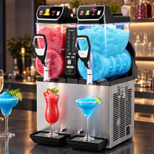 Load image into Gallery viewer, Devanti Commercial Slushie Machine 15L x2 Frozen Drink Maker Dual Tank Silver
