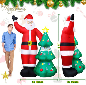 Christmas Inflatable Santa and Christmas Tree XL large 8 feet 2.5m Inflatable with LED lights