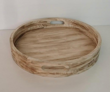 Load image into Gallery viewer, Wooden Round Fruit Bowl Serving Board Tray Platter-Large 60 cm across
