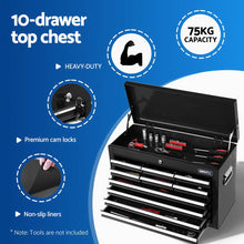 Load image into Gallery viewer, Giantz 15 Drawers Tool Chest Trolley Toolbox 2-in-1 Storage Black
