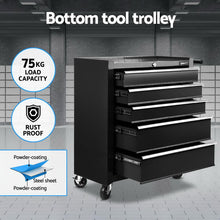 Load image into Gallery viewer, Giantz 15 Drawers Tool Chest Trolley Toolbox 2-in-1 Storage Black
