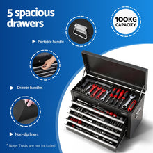 Load image into Gallery viewer, GIANTZ 5 Drawer Tool Chest Box Cabinet Lockable Garage Storage Organiser Black
