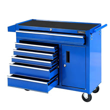 Load image into Gallery viewer, Giantz 6 Drawer Tool Chest Trolley Cabinet Cart Toolbox Storage Organiser Wheels
