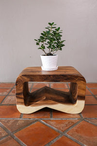 Side Table carved wood Plant Stand or Bar Stool with Clear Finish-Raintree Wood