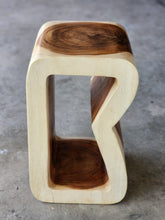 Load image into Gallery viewer, Side Table carved wood Plant Stand or Bar Stool with Clear Finish-Raintree Wood.
