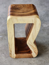 Load image into Gallery viewer, Side Table carved wood Plant Stand or Bar Stool with Clear Finish-Raintree Wood.
