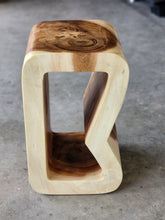 Load image into Gallery viewer, Side Table carved wood Plant Stand or Bar Stool with Clear Finish-Raintree Wood.
