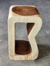 Load image into Gallery viewer, Side Table carved wood Plant Stand or Bar Stool with Clear Finish-Raintree Wood.
