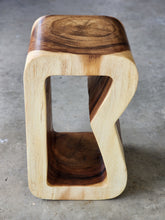 Load image into Gallery viewer, Side Table carved wood Plant Stand or Bar Stool with Clear Finish-Raintree Wood.
