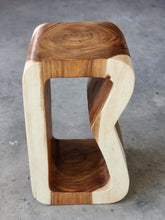 Load image into Gallery viewer, Side Table carved wood Plant Stand or Bar Stool with Clear Finish-Raintree Wood.
