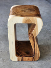 Load image into Gallery viewer, Side Table carved wood Plant Stand or Bar Stool with Clear Finish-Raintree Wood.
