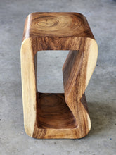 Load image into Gallery viewer, Side Table carved wood Plant Stand or Bar Stool with Clear Finish-Raintree Wood.
