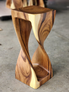 Twisted Side table 76cm Acacia Wood Side Table/Corner Table/Bar stool Clear Finish.