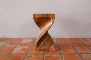 Single twisted stool-Raintree Wood Stool/Corner side Table Lamp Table Carved out of a Whole Tree Trunk.