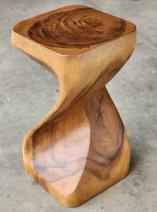 Single twisted stool-Raintree Wood Stool/Corner side Table Lamp Table Carved out of a Whole Tree Trunk.