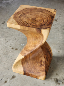 Single twisted stool-50 cm height Raintree Wood Stool/Corner side Table/Lamp Table Carved out of a Whole Tree Trunk.