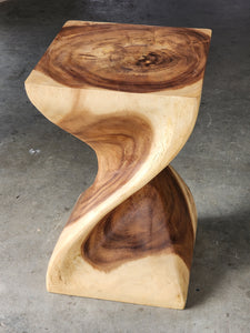 Single twisted stool-Raintree Wood Stool/Corner side Table Lamp Table Carved out of a Whole Tree Trunk.