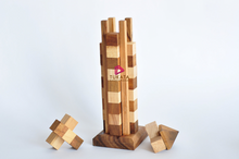 Load image into Gallery viewer, Hand Made Wood Tower Puzzle Game from Thailand - stacking advanced Tower
