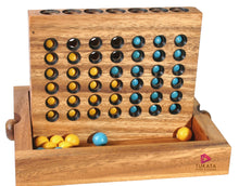 Load image into Gallery viewer, 4 IN A ROW GAME Connect four board game with marbles-ready for travel.
