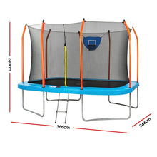 Load image into Gallery viewer, Everfit 12FT Kids Trampoline Rectangle Rebounder with Basketball Set Blue
