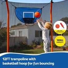 Load image into Gallery viewer, Everfit 12FT Kids Trampoline Rectangle Rebounder with Basketball Set Blue
