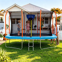 Load image into Gallery viewer, Everfit 12FT Kids Trampoline Rectangle Rebounder with Basketball Set Blue
