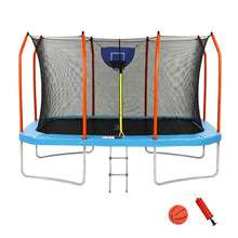 Load image into Gallery viewer, Everfit 12FT Kids Trampoline Rectangle Rebounder with Basketball Set Blue
