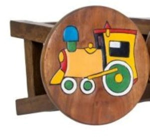 Children's Wooden Stool Locomotive Train Themed Chair Toddlers Step sitting Stool.