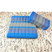 Load image into Gallery viewer, Thai kapok cushion Meditation Cushion + Seating Block Set BlueFoldable Meditation Cushion + Seating Block Set
