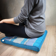 Load image into Gallery viewer, Thai kapok cushion Meditation Cushion + Seating Block Set BlueFoldable Meditation Cushion + Seating Block Set
