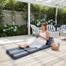 Load image into Gallery viewer, Thai kapok cushion  Day bed roll out mattress 3-Folds with backrest Cushion -100% Thailand handmade Kapok-Blue
