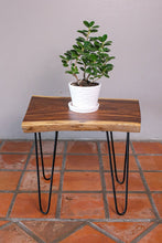 Load image into Gallery viewer, Live Edge Wooden Side Table / Corner Table / Plant or book Stand Raintree Wood-OS57
