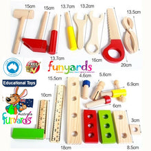 Load image into Gallery viewer, Wooden Tool Box set building and fixing pretend play educational toy
