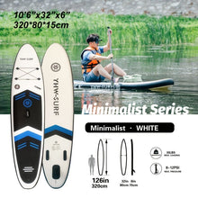 Load image into Gallery viewer, Inflatable vertical paddle set for water sports and surfing-including air pump, paddle, rope, backpack, fin box and maintenance tools.
