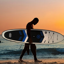 Load image into Gallery viewer, Inflatable vertical paddle set for water sports and surfing-including air pump, paddle, rope, backpack, fin box and maintenance tools.
