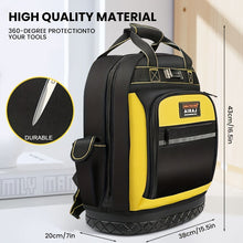 Load image into Gallery viewer, Tool Backpack Durable Tool Bag Organised Tool Storage Professional Tool - Black - Size regular
