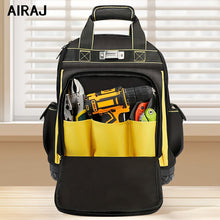 Load image into Gallery viewer, Tool Backpack Durable Tool Bag Organised Tool Storage Professional Tool - Black - Size regular
