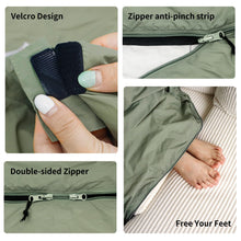 Load image into Gallery viewer, Ultralight 1.5lbs Sleeping Bag 50-70°F for Warm Weather
Waterproof nylon shell, breathable polyester fill, 2-way zipper for double bag use, machine washable, for teens &amp; adults(black)
